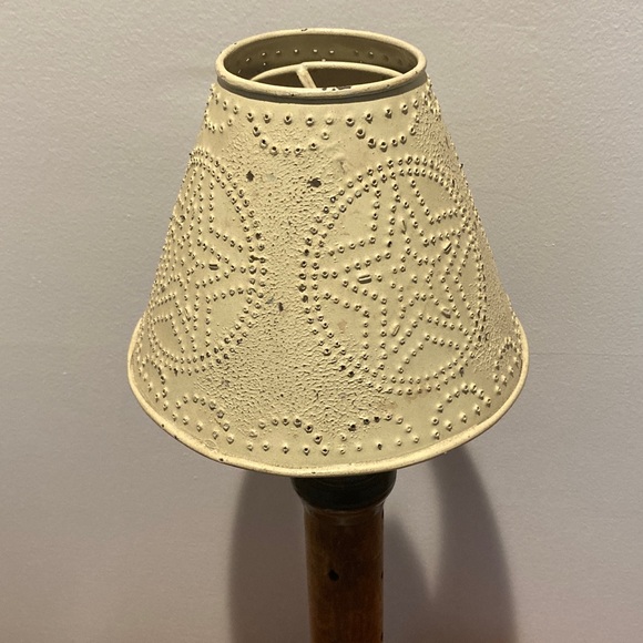 hand crafted antique spool lamp with five changeable shades rustic primitive - Picture 4 of 9